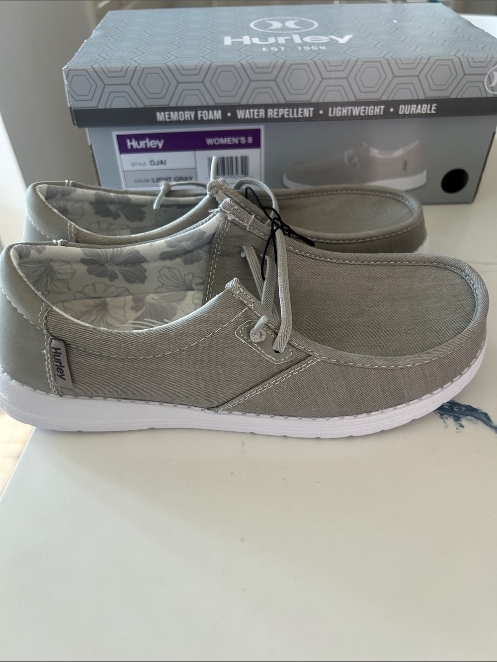 Hurley Light Gray Canvas Slip-On Loafers - Picture 4 of 6
